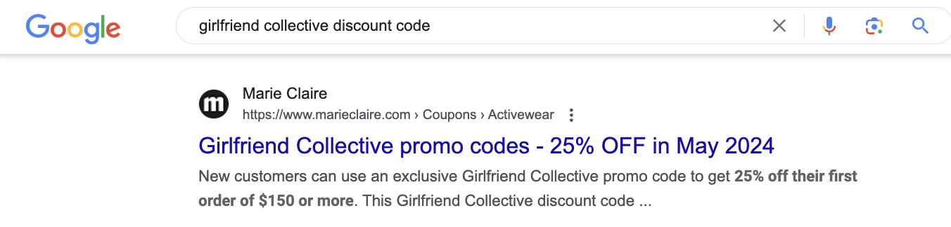 Girlfriend Collective Discount Code SERP